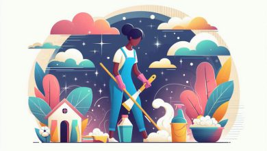 زنی در حال نظافت کردن